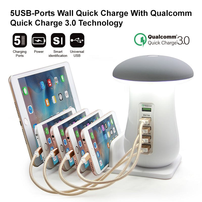 GlowShroom Dock | LED Charging Lamp + Device Organizer