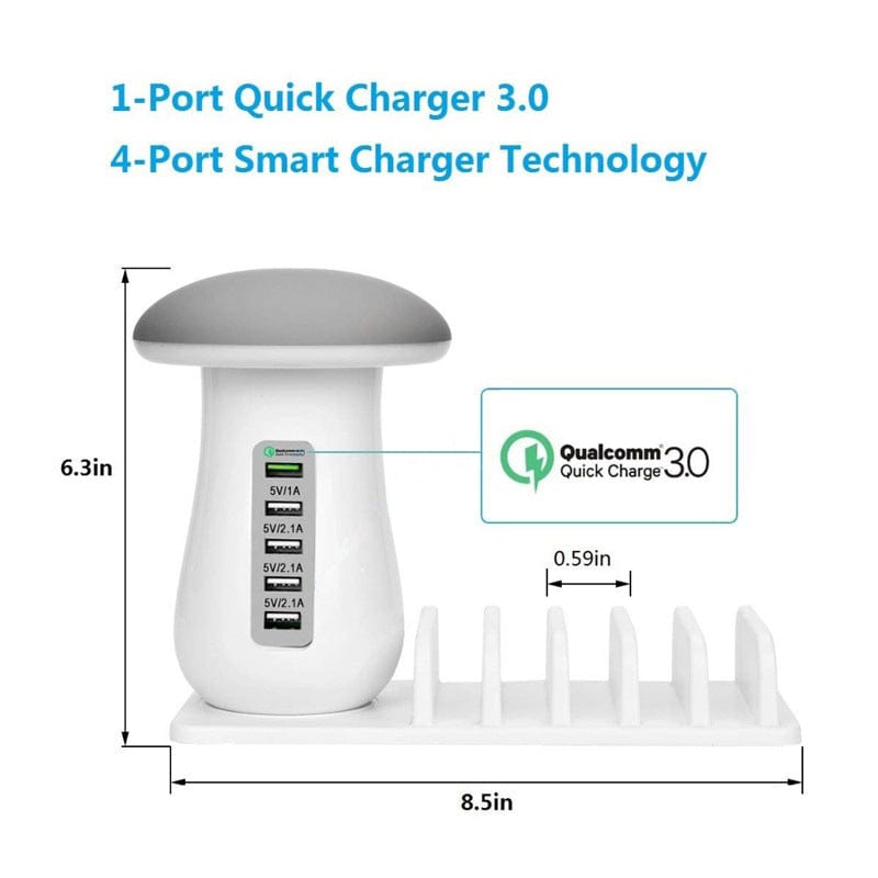 GlowShroom Dock | LED Charging Lamp + Device Organizer