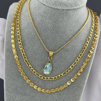 Golden Teardrop Turquoise Pendant