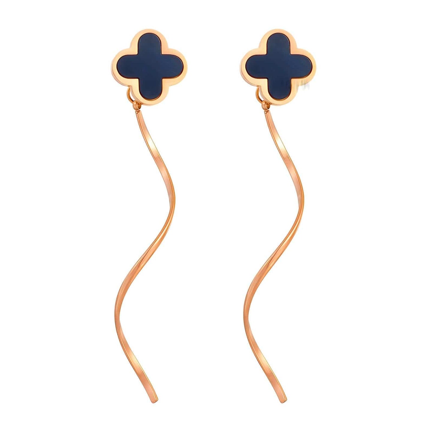4 leaf black earrings