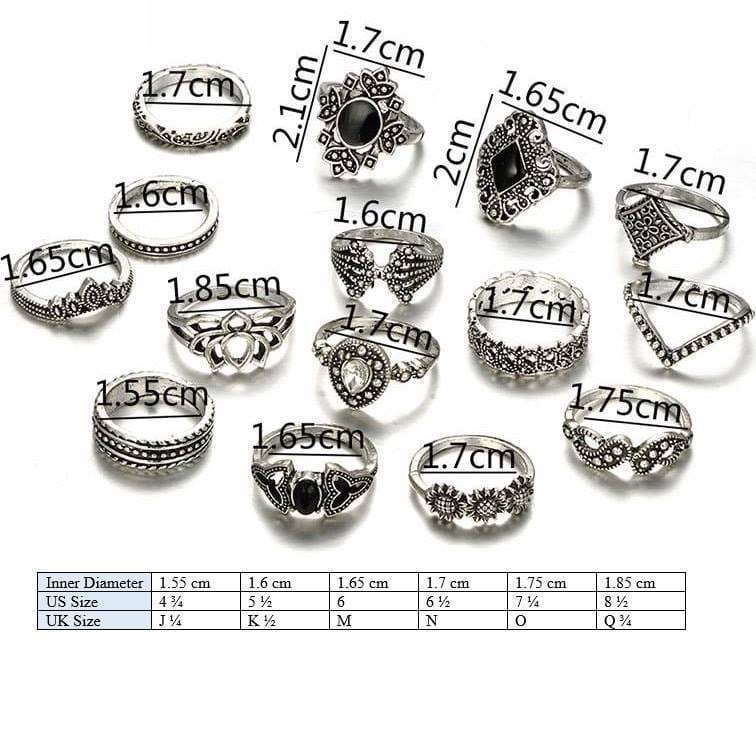 Silver Flower Ring Set