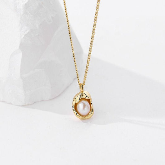 925 Golden Embrace Pearl Necklace