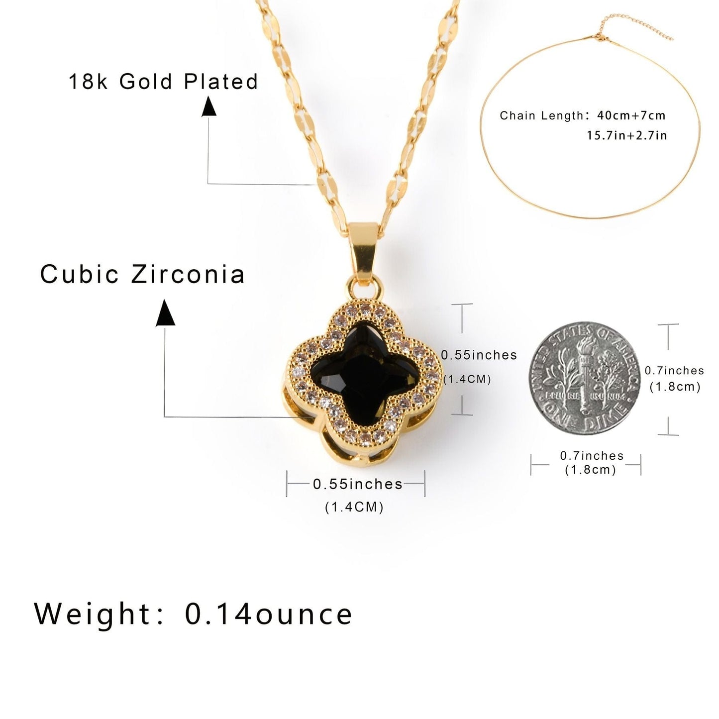 18K Gold  Midnight Clover Pendant